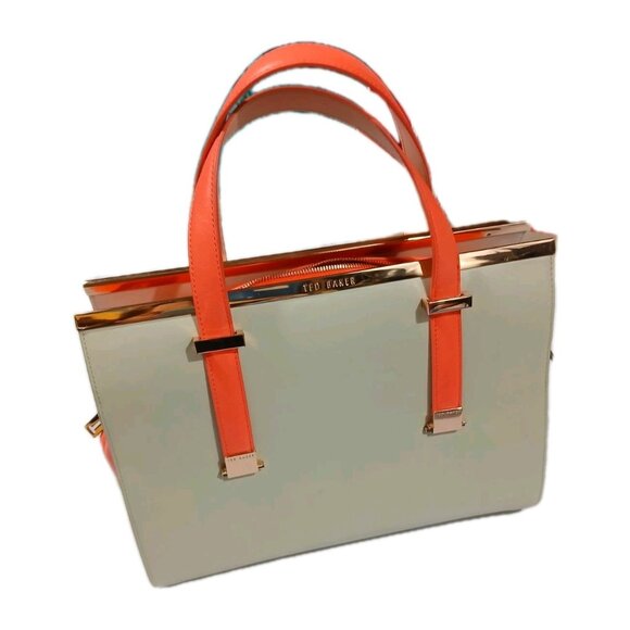 New Ted Baker London Rosane Tote Bag Purse Cream Orange Gold Classy $425 - Picture 1 of 11